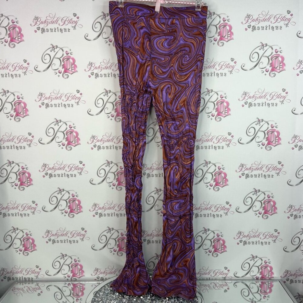 Zara pants psychedelic Swirl Patterned Purple and Brown Pants swirls cute groovy